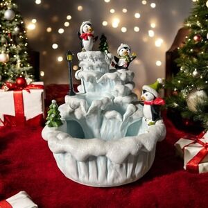Cracker Barrel Exclusive Christmas‎ Penguin Fountain Winter Wonderland Works